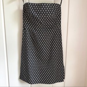 Milly Strapless Blue and Cream Polka Dot Dress